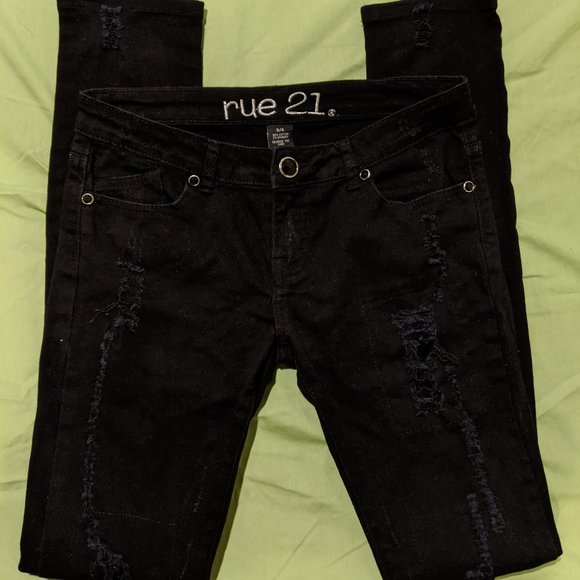 Black Ripped Sequin Skinny Jeans - Picture 1 of 4